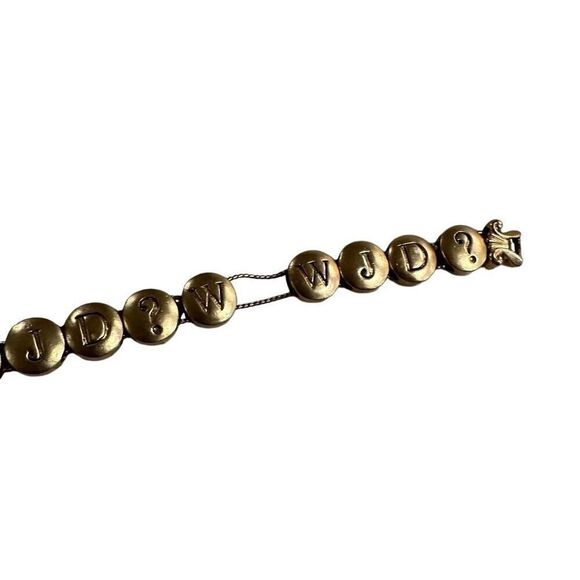 VINTAGE TOFA gold toned WWJD charm bracelet - Picture 3 of 3